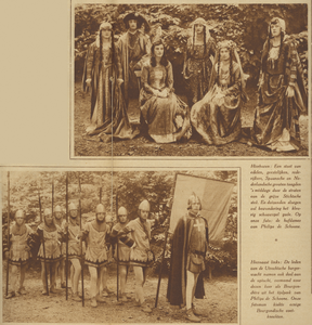 871422 Collage van 2 foto's betreffende de historische optocht met als thema de intocht van Filips de Schone te ...